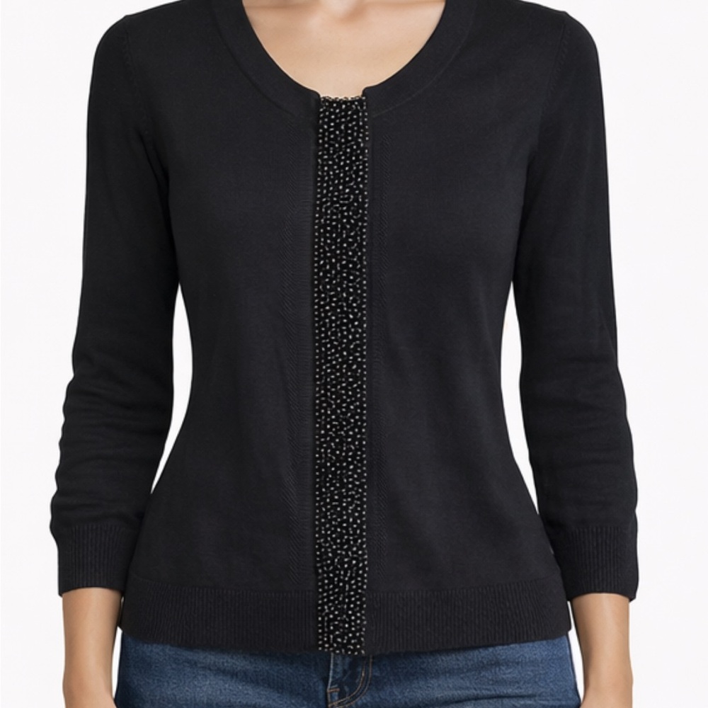 Banana Republic Black Beaded Front Cardigan Sweater – Size S